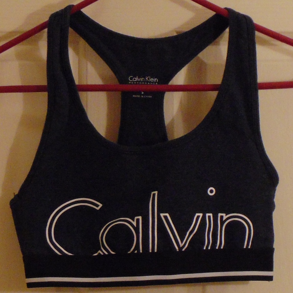 Calvin Klein Gray Logo Sports Bra Small